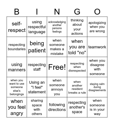 Respect Wins! Bingo Card