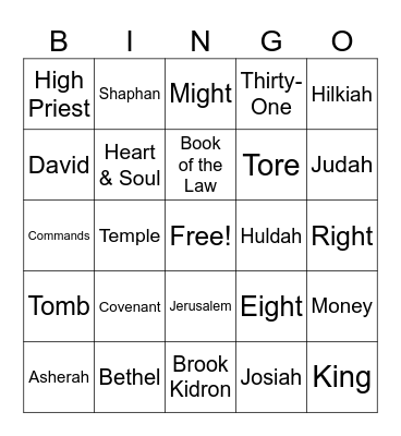 JOSIAH Bingo Card