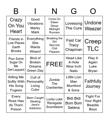 Allison's Top 50 Bingo Card