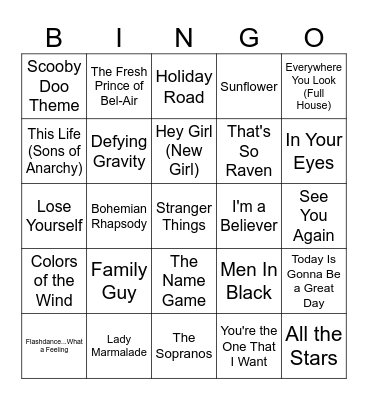 TV/Movie Bingo #3 Bingo Card