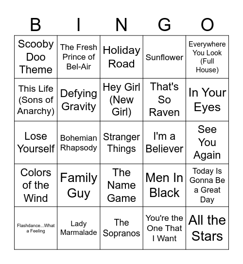 TV/Movie Bingo #3 Bingo Card