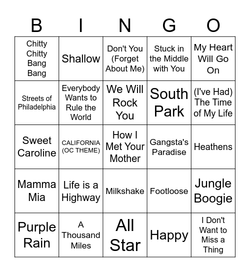 TV/Movie Bingo #4 Bingo Card
