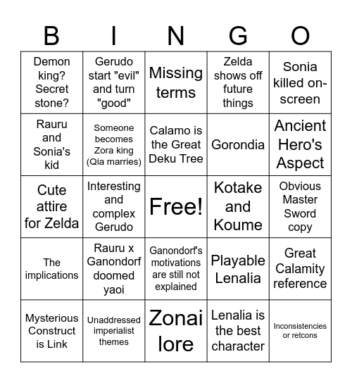 Age of Imprisonment Bingo Card