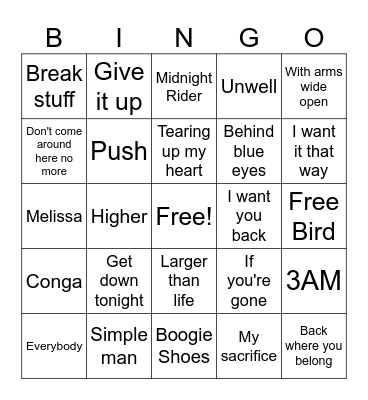 Florida Bands Bingo Card