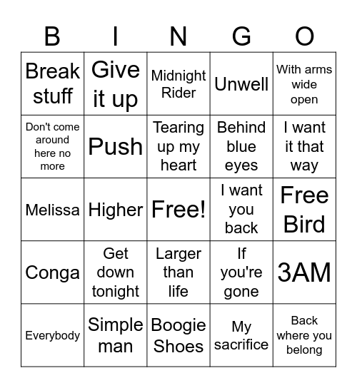 Florida Bands Bingo Card