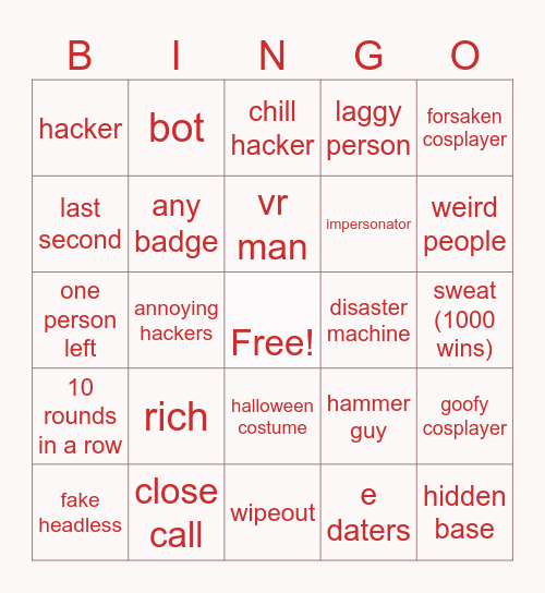 NDS Bingo Card