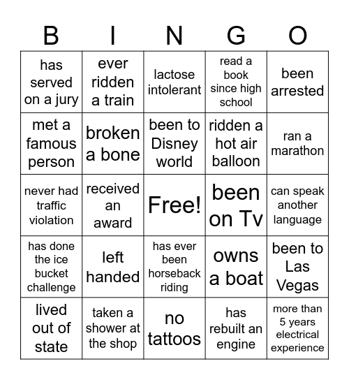 Know Your Coworker Bingo Card