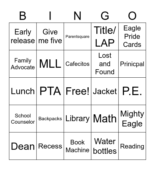 Echo Lake Bingo Card