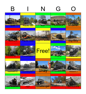 Steam Railroads in North America Bingo Card