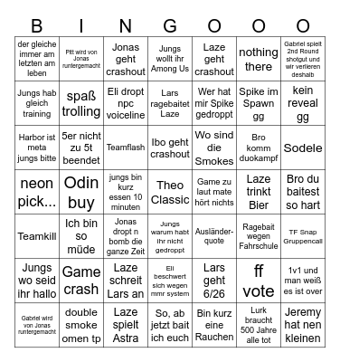Theo Dreckskurve Bingo Card