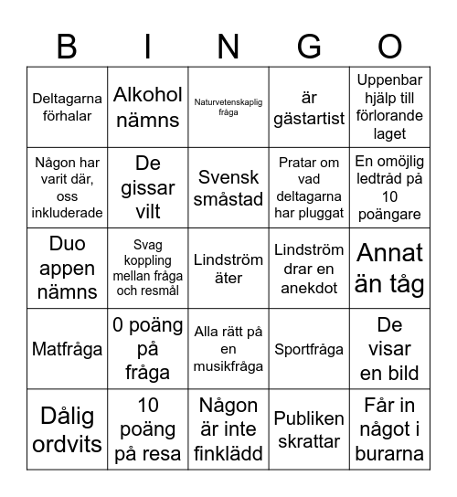 På Spåret 2024 Bingo Card
