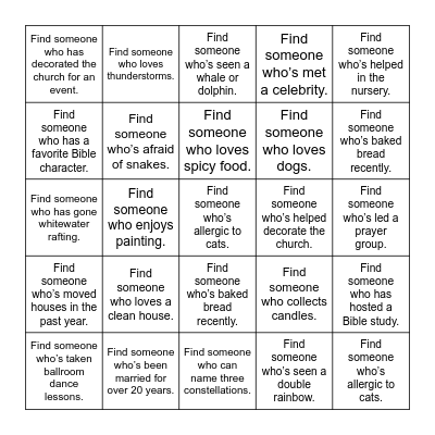 Icebreaker Bingo Card