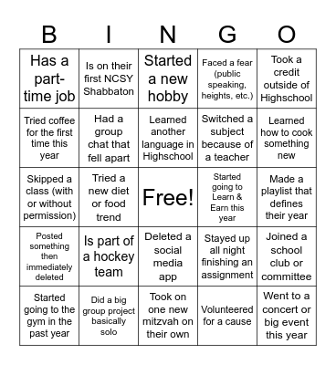Choice Bingo! Bingo Card