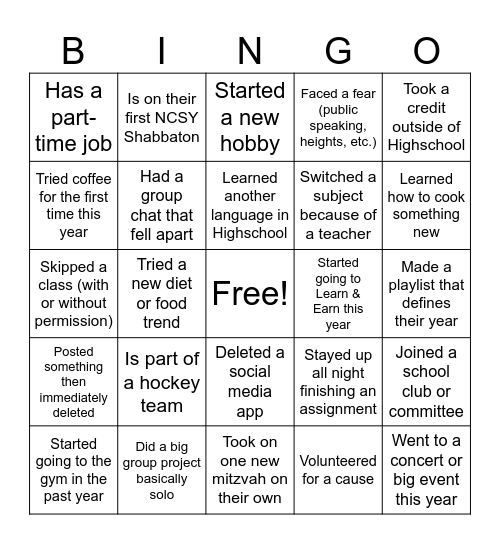 Choice Bingo! Bingo Card