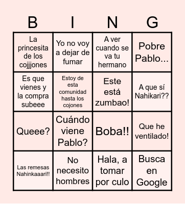 Kris Bingo Card