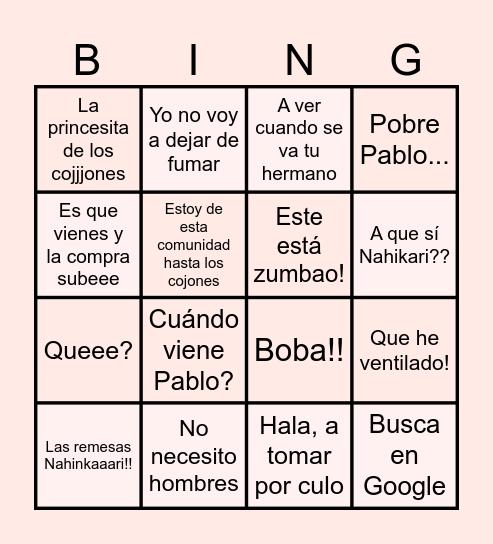 Kris Bingo Card