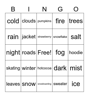 winter Bingo Card