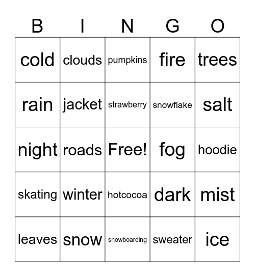 winter Bingo Card