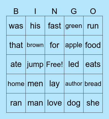 List 19-20 Bingo Card