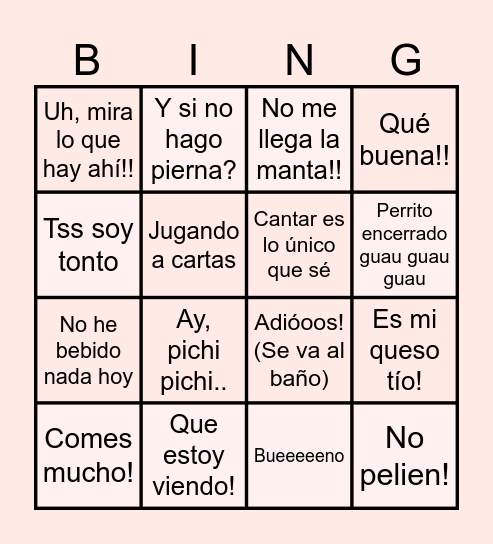 Nahipipas Bingo Card