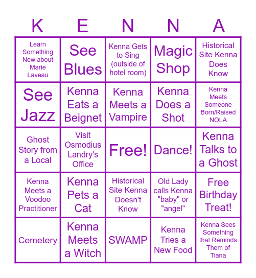 New Orleans Trip 2025 Bingo Card