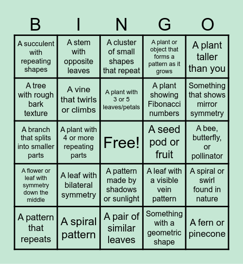 Geogarden Bingo Card