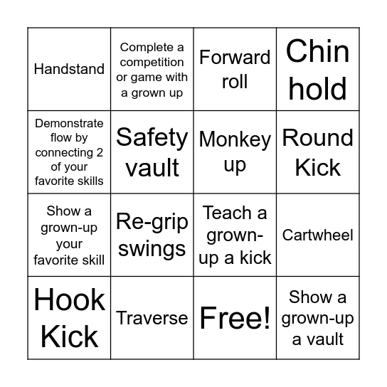 White Ninja Bingo Card