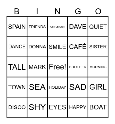 Boy Meets Girl Bingo Card