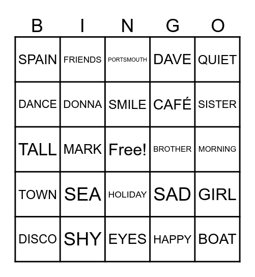 Boy Meets Girl Bingo Card