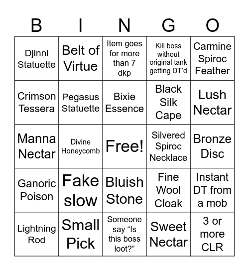 Axiom Sky Bingo Card
