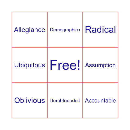Vocabulary Bingo Card