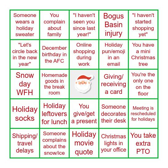 4th Floor Holiday Bing-HO-HO-HO Bingo Card