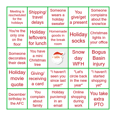 4th Floor Holiday Bing-HO-HO-HO Bingo Card