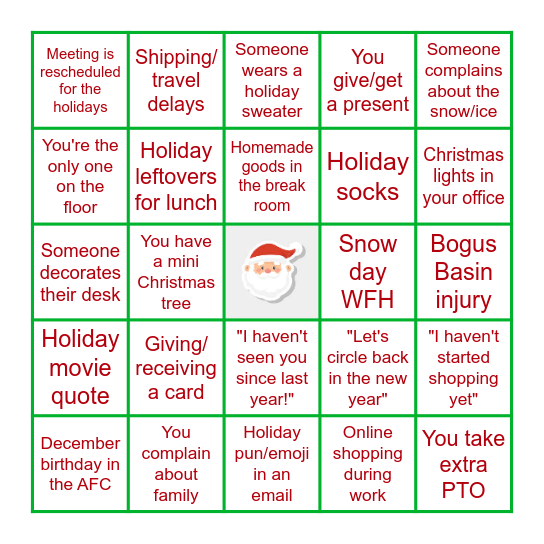 4th Floor Holiday Bing-HO-HO-HO Bingo Card