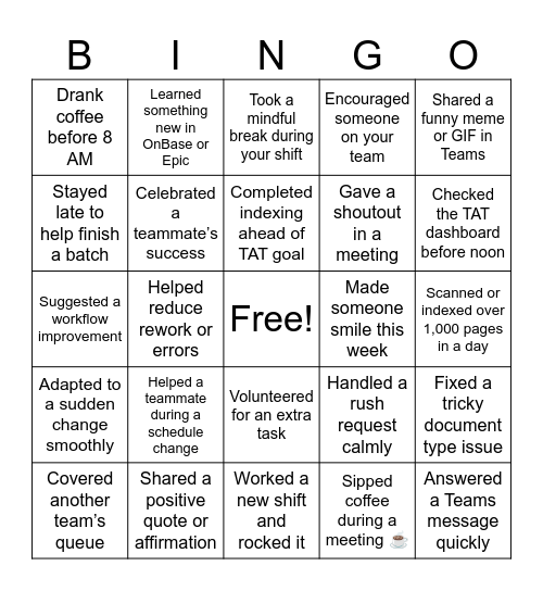 CHEERS TO CHANGE! Bingo Card
