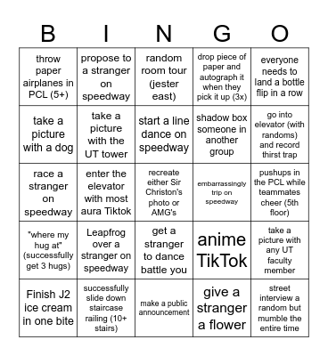 UBC Bingo! Bingo Card