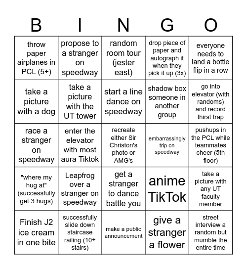 UBC Bingo! Bingo Card