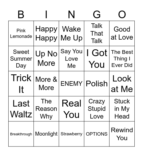 TWICE's Bingo! Bingo Card