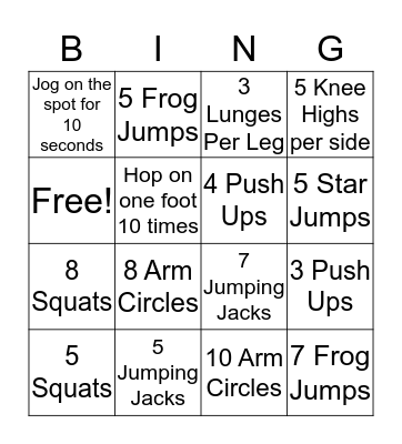 FITNESS BINGO Card