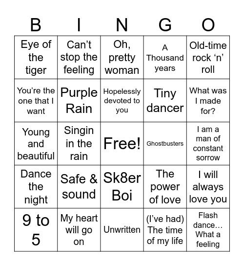 Movie Soundtracks Bingo Card