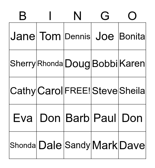 Earls SS Class Bingo Card