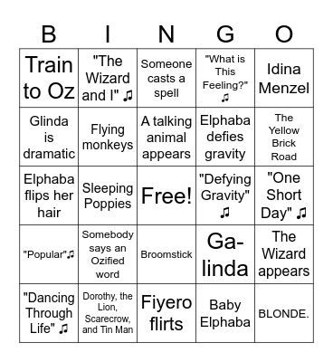 Wicked Watch Party Bingo Card
