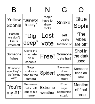 Survivor Fall ‘25 Bingo Card
