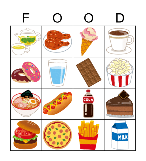 Food BINGO Card