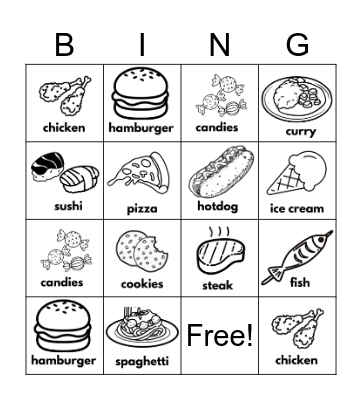 Food Bingo Card