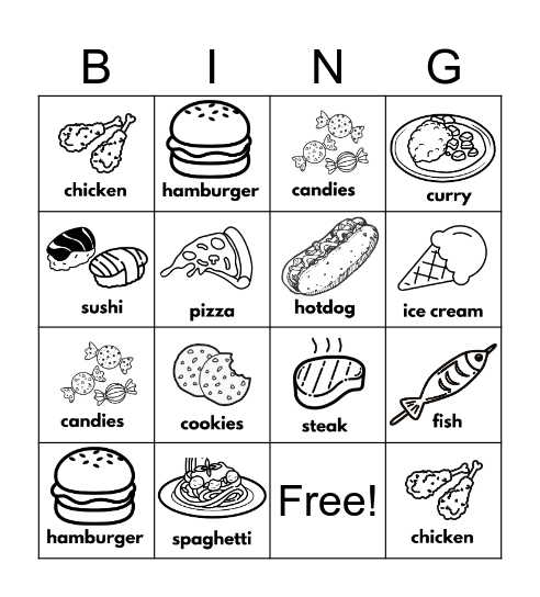 Food Bingo Card