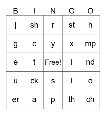Phonics A Bingo Card