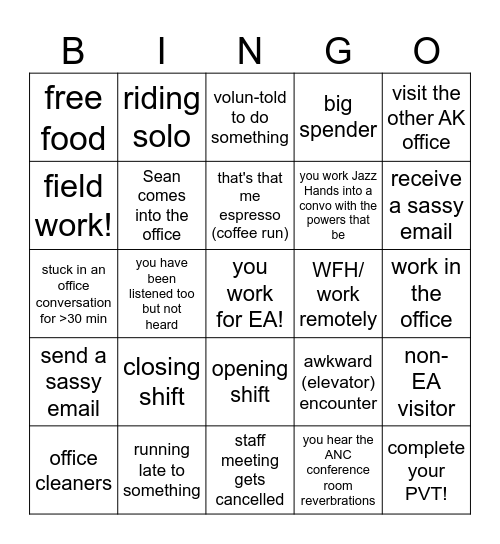 Office Bingo Card