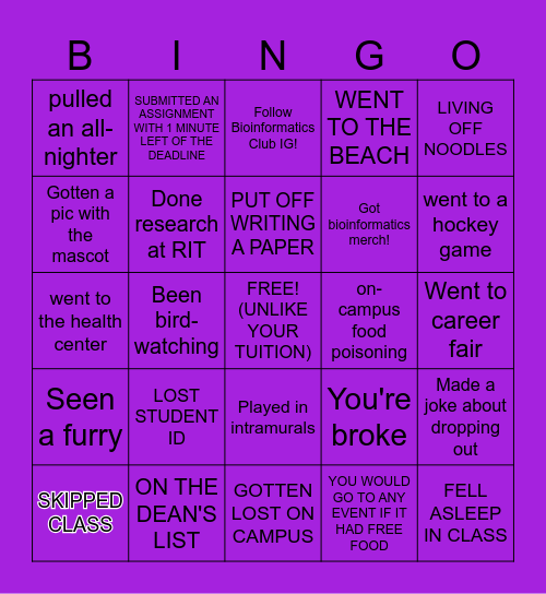 BINGO: RIT EDITION Bingo Card
