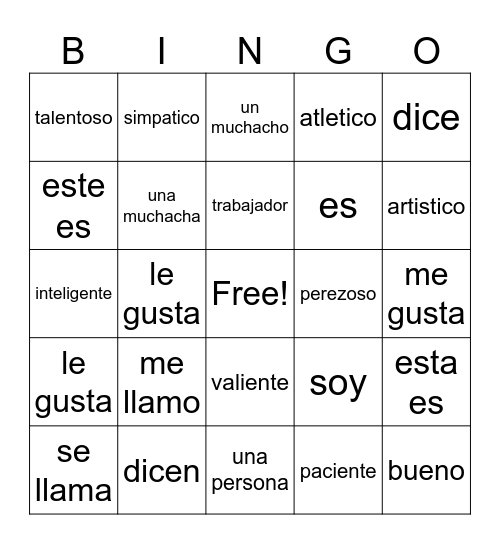 Somos Unit 1 Bingo Card